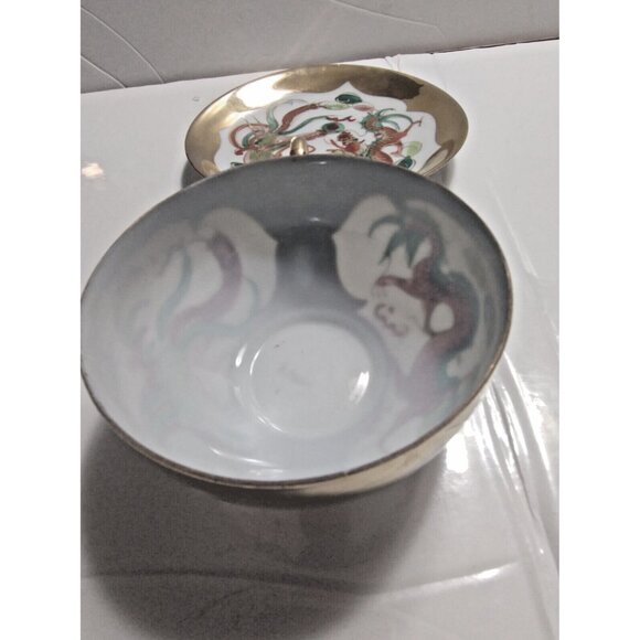 Chinese Dragon Hand Made Eggshell Porcelain Tea Cup & Saucer 22K Gold gilt - Picture 11 of 16